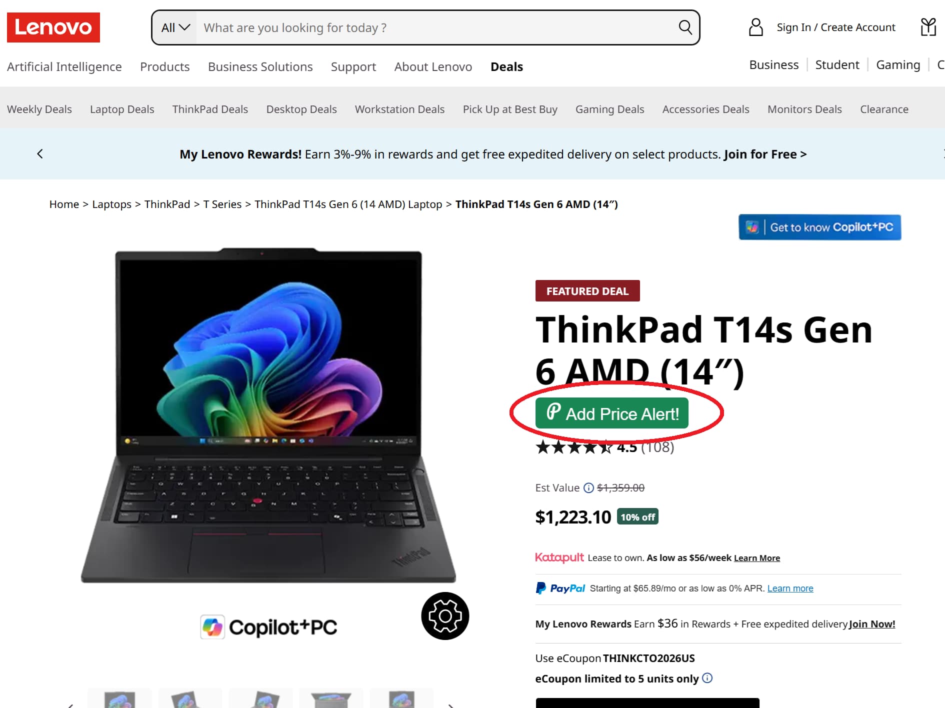 LG price tracker button for product price drop alerts and price history